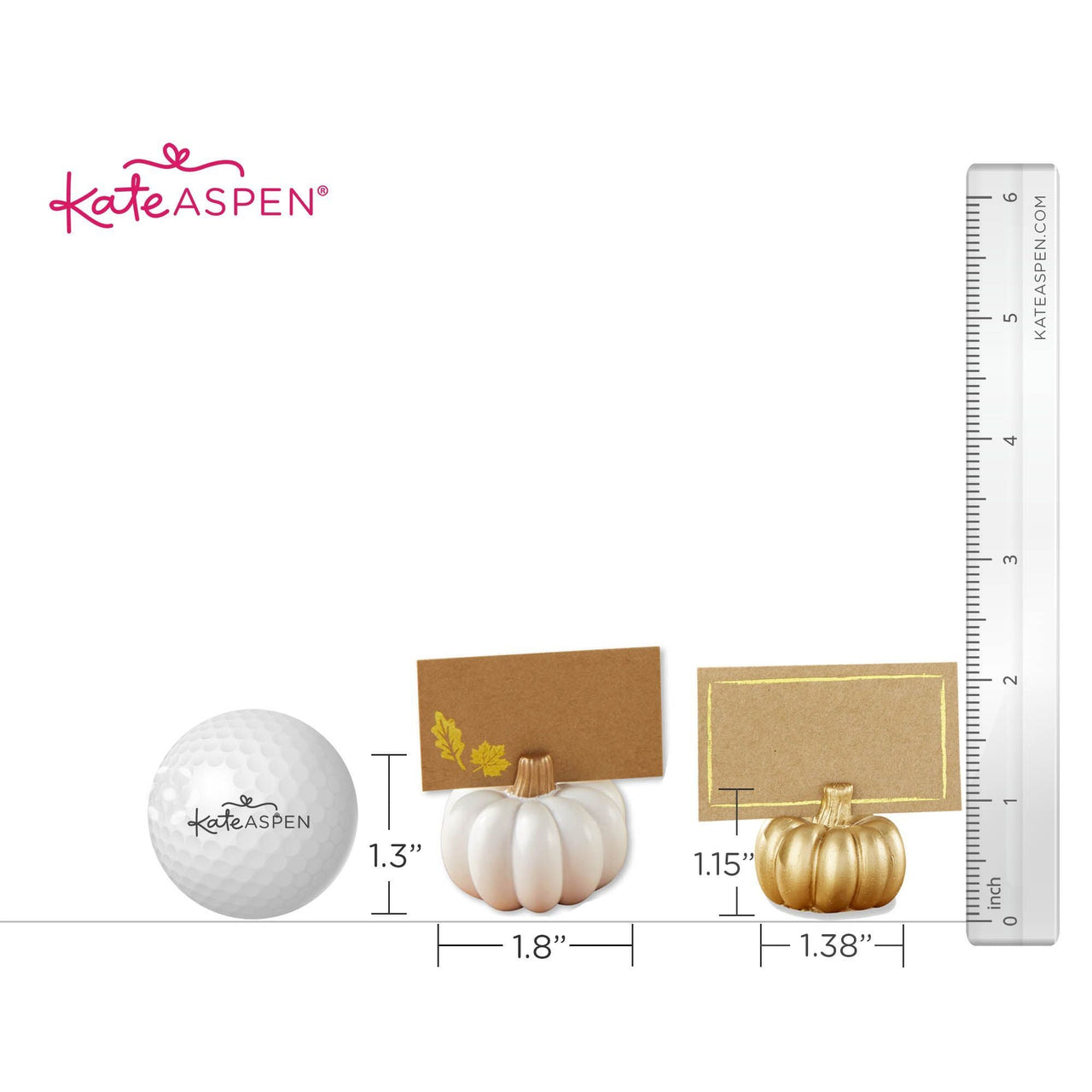 White Pumpkin Place Card Holder (Set of 6) Alternate Image 5, Kate Aspen | Place Card/Place Card Holder