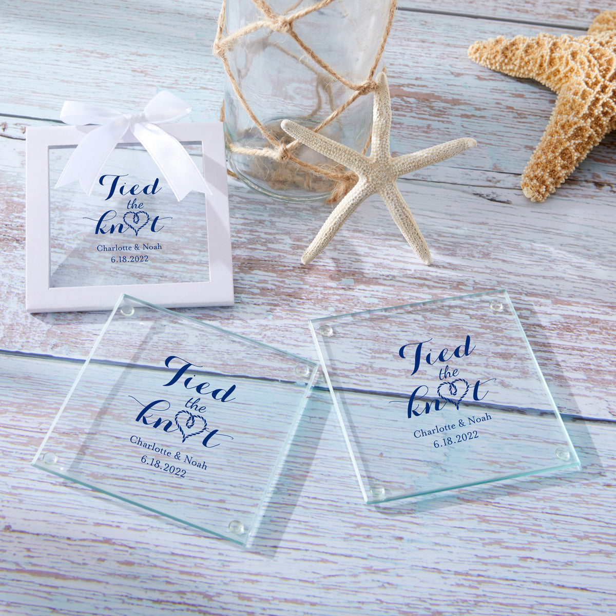 Personalized Glass Coaster - Wedding (Set of 12) Alternate Image 5, Kate Aspen | Coasters