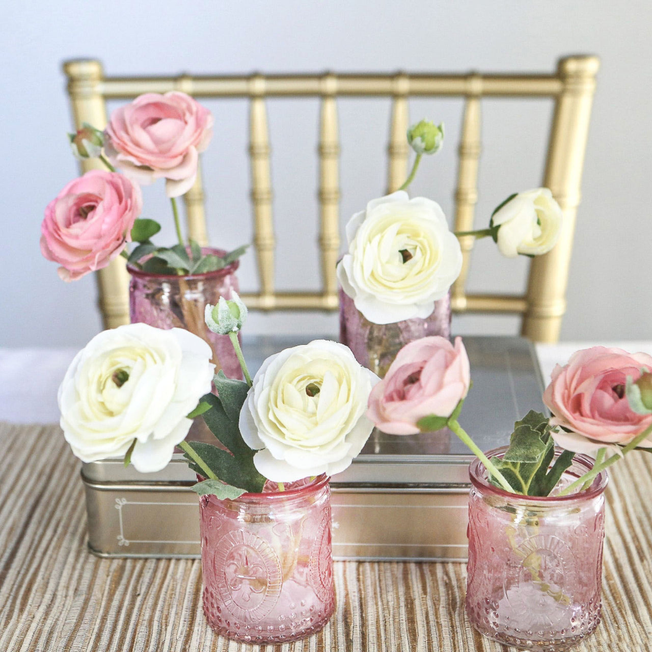 Vintage Pink Glass Tea Light Holder (Set of 4) Alternate Image 4, Kate Aspen | Candles & Votives