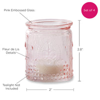 Thumbnail for Vintage Pink Glass Tea Light Holder (Set of 4) Alternate Image 6, Kate Aspen | Candles & Votives