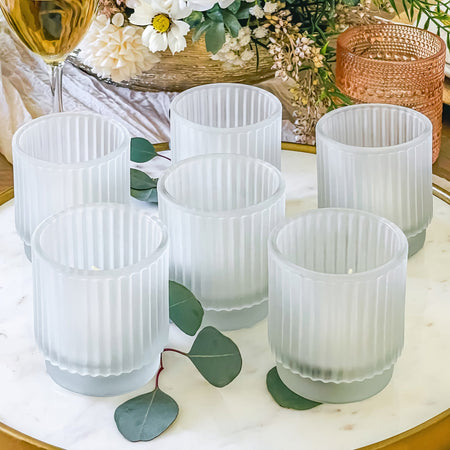Ribbed Frosted Glass Votive Candle Holder (Set of 6) Alternate Image 2Kate Aspen | Tealight/Votive Holder