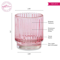 Ribbed Pink Glass Votive Candle Holder (Set of 6) Alternate Image 7, Kate Aspen | Tealight/Votive Holder