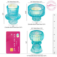 Vintage Ribbed Blue Glass Candle/Candlestick Holders Set of 6 - Assorted | Alternate Image 6 Kate Aspen | Tealight/Votive Holder