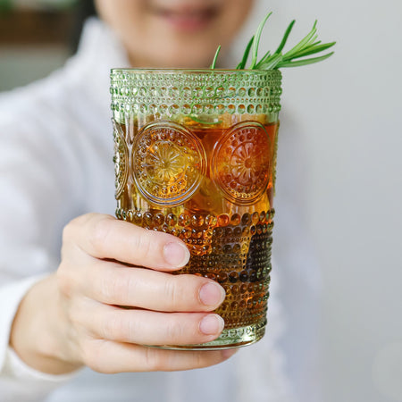 13 oz. Hobnail Beaded Floral Green Drinking Glasses (Set of 6) Kate Aspen | Alternate Image 2