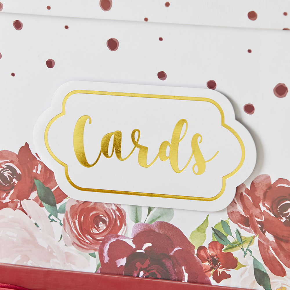Burgundy Blush Floral Collapsible Card Box Alternate Image 2, Kate Aspen | Card Box