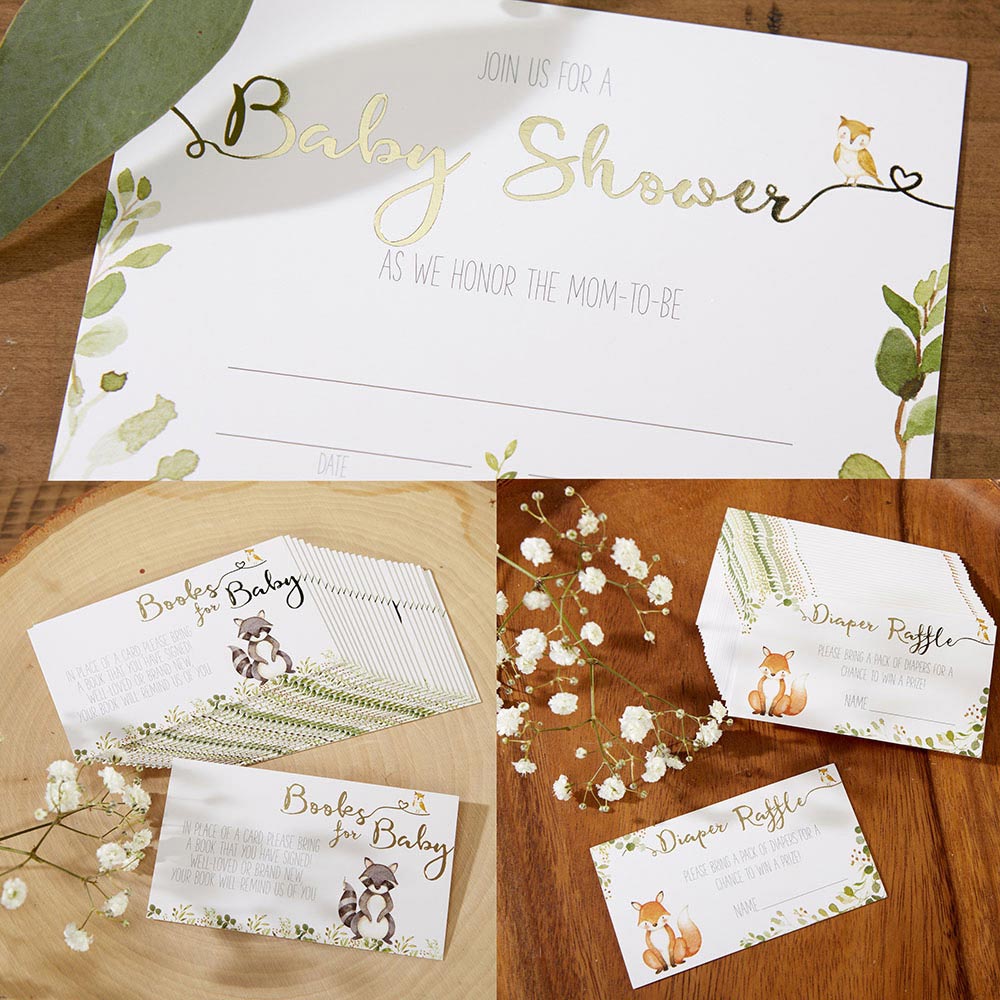 Woodland Baby Shower Invitation & Thank You Card Bundle (Set of 25) Alternate Image 5, Kate Aspen | Invitation/Thank You Cards