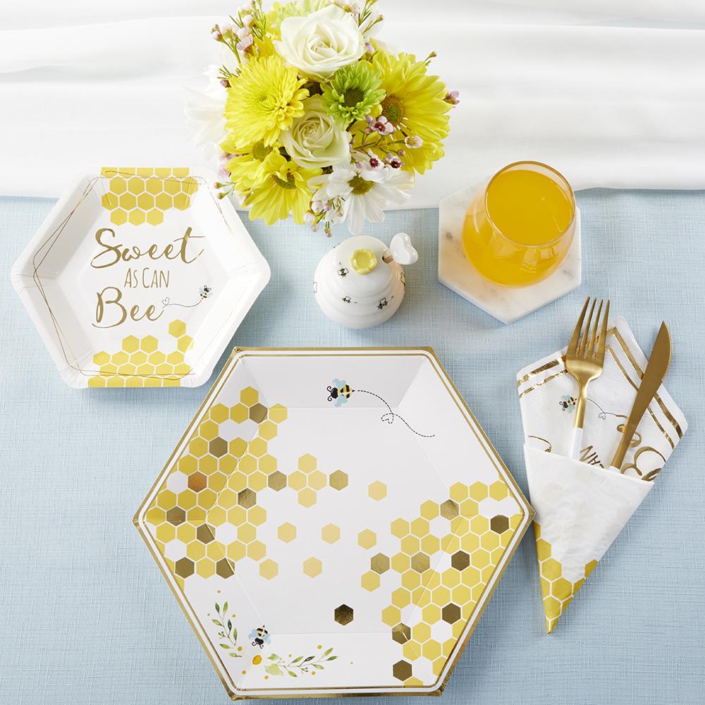 Sweet as Can Bee 7 in. Premium Paper Plates (Set of 16) Alternate Image 3, Kate Aspen | Paper Plate