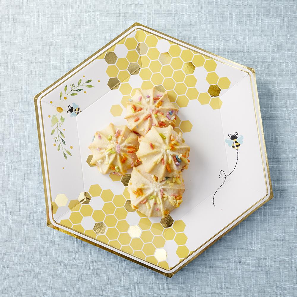 Sweet as Can Bee 9 in. Premium Paper Plates (Set of 16) Alternate Image 2, Kate Aspen | Paper Plate