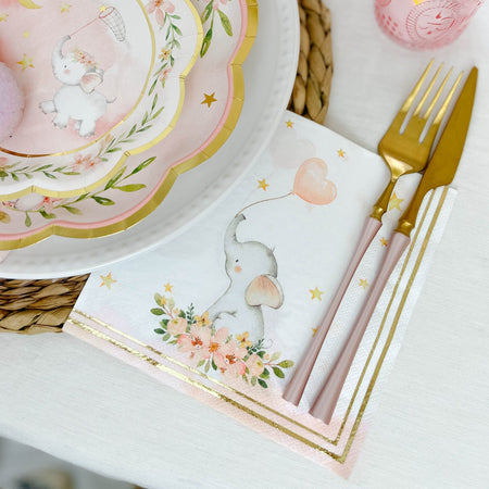 Elephant Baby Shower 2 Ply Paper Napkins - Pink (Set of 30) Alternate Image 2, Kate Aspen | Napkin
