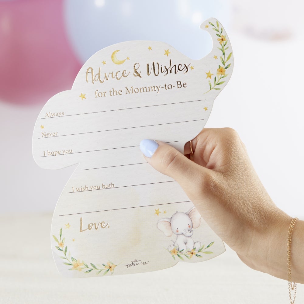 Elephant Baby Shower Advice Card & Baby Shower Game (Set of 50) Main Image0, Kate Aspen | Games and Advice Cards