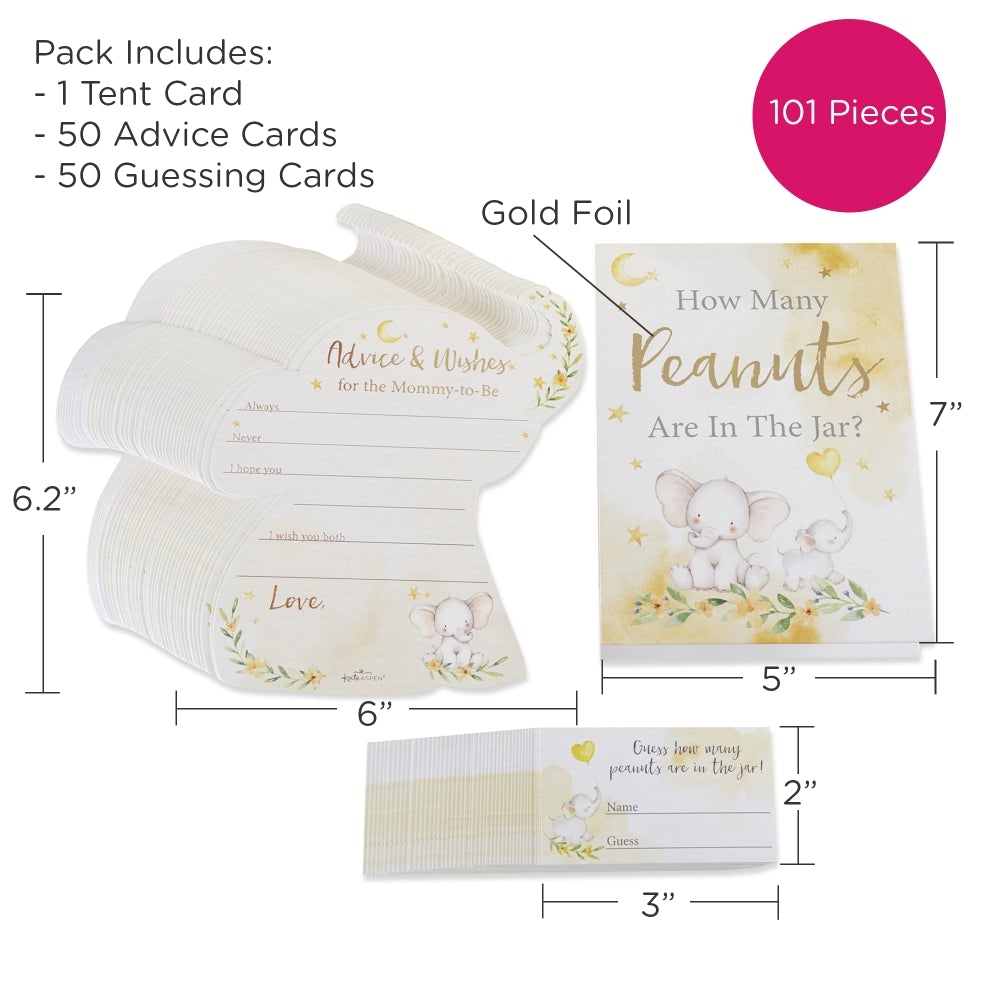 Elephant Baby Shower Advice Card & Baby Shower Game (Set of 50) Alternate Image 6, Kate Aspen | Games and Advice Cards