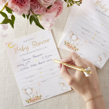 Elephant Baby Shower Invitation & Thank You Card Bundle - Pink (Set of 25) Alternate Image 2, Kate Aspen | Invitation/Thank You Cards