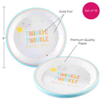 Thumbnail for Twinkle Twinkle 9 in. Premium Paper Plates (Set of 16) Alternate Image 6, Kate Aspen | Paper Plate