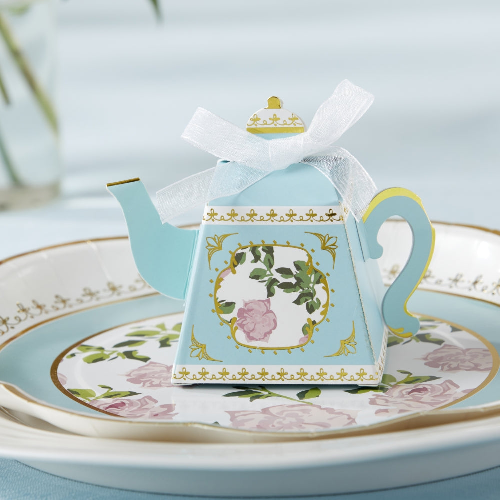 Tea Time Whimsy Teapot Favor Box - Blue (Set of 24) Main Image, Kate Aspen | Favor Boxes