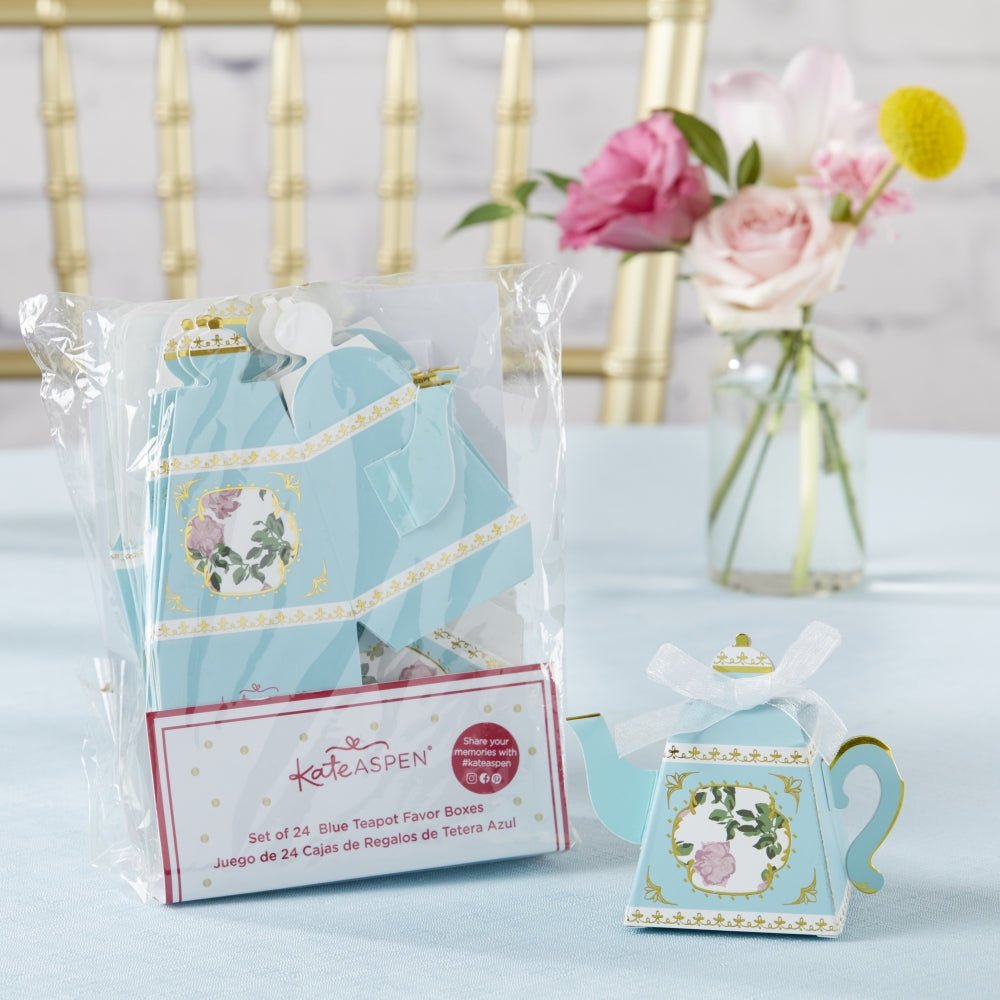 Tea Time Whimsy Teapot Favor Box - Blue (Set of 24) Alternate Image 3, Kate Aspen | Favor Boxes