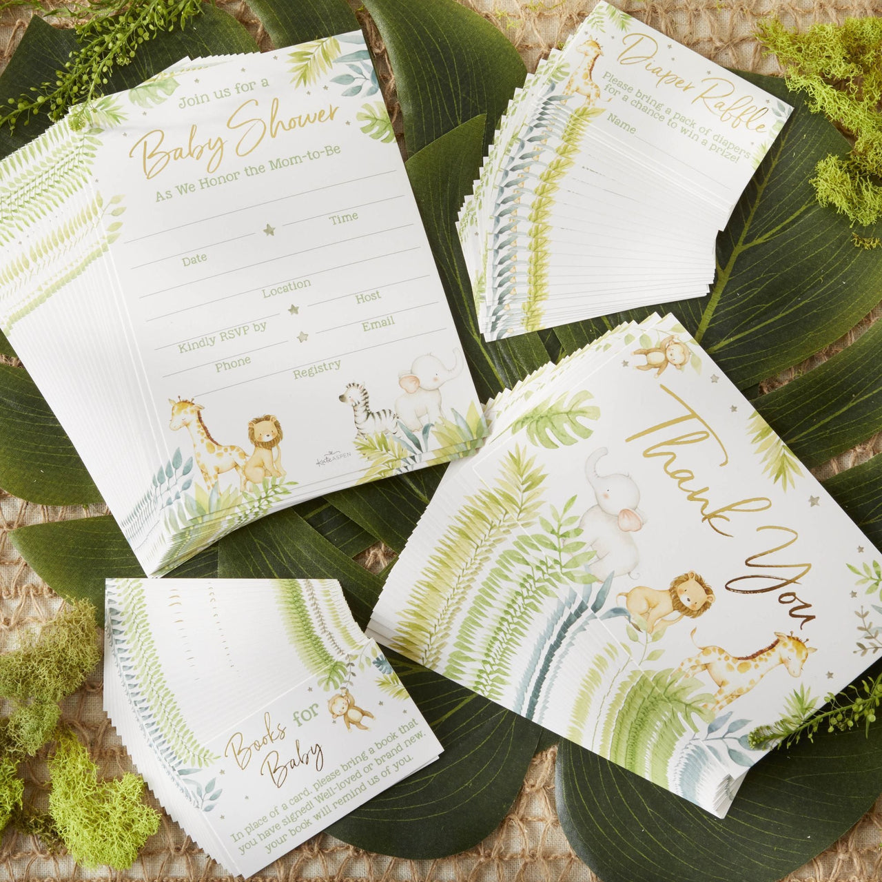 Safari Baby Shower Invitation & Thank You Card Bundle (Set of 20) Main Image, Kate Aspen | Invitation/Thank You Cards