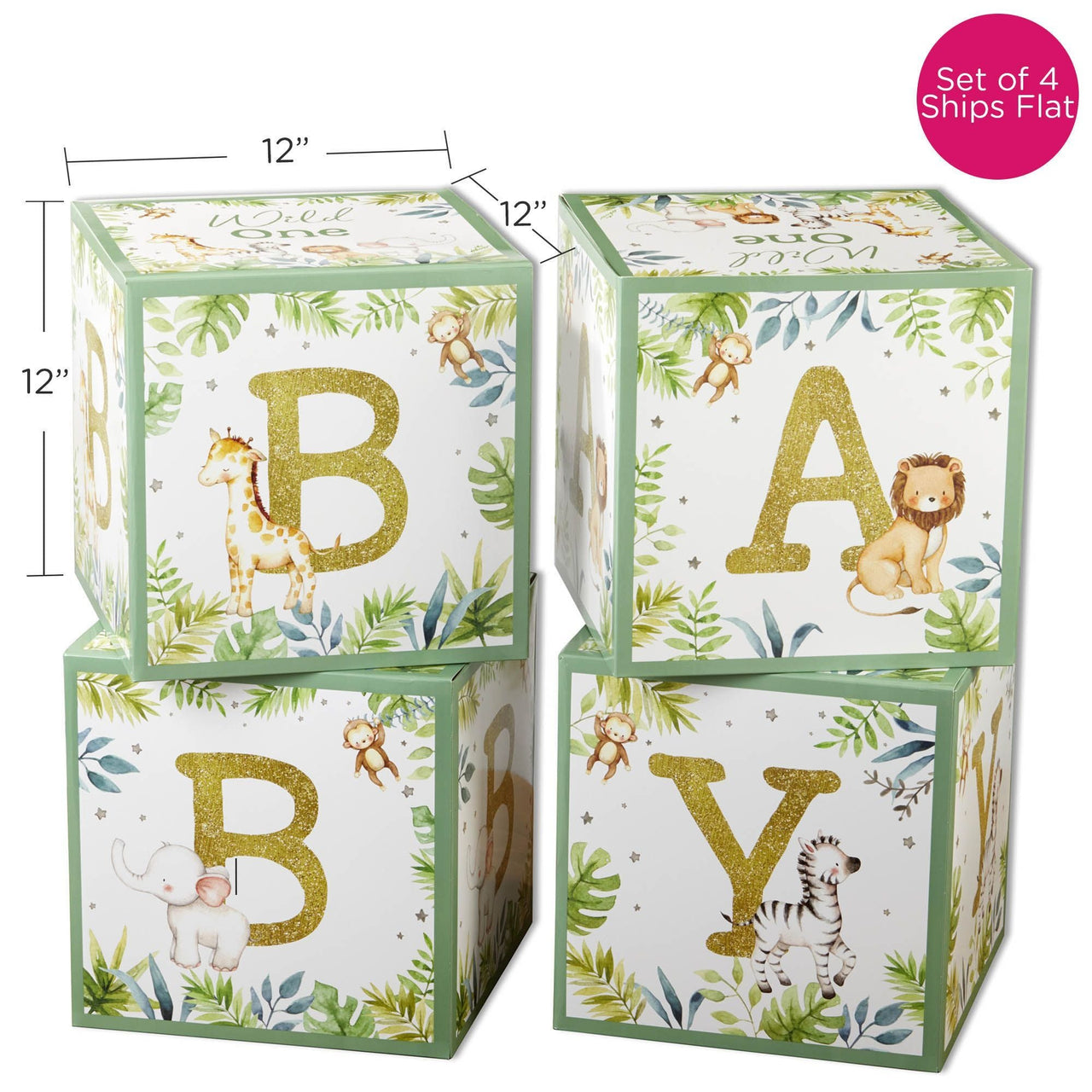 Safari Baby Block Box (Set of 4) Alternate Image 6, Kate Aspen | Decor Block Box