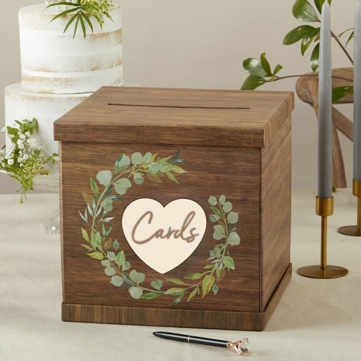Rustic Brown Wood Card Box | Kate Aspen