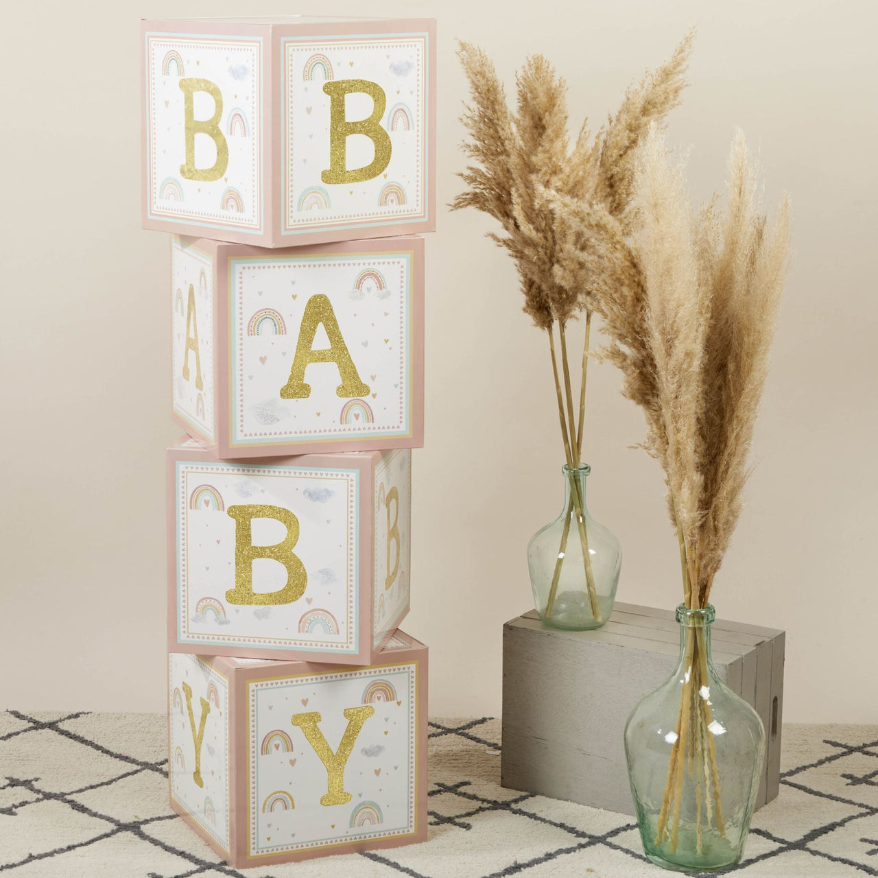 Boho Rainbow Baby Block Box (Set of 4) Alternate Image 5, Kate Aspen | Decor Block Box