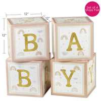Thumbnail for Boho Rainbow Baby Block Box (Set of 4) Alternate Image 6, Kate Aspen | Decor Block Box