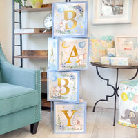 Elephant Baby Shower Block Box - Blue (Set of 4) Alternate Image 3, Kate Aspen | Decor Block Box