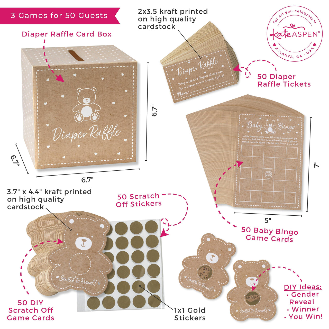 Kraft Bear Diaper Raffle & Scratch Off Game Set Alternate Image 6, Kate Aspen | Games and Advice Cards