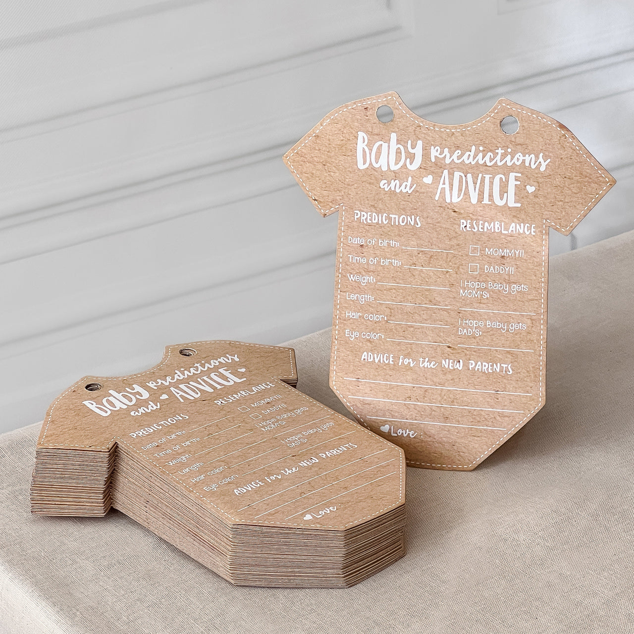 Baby Shower Prediction Advice Card Keepsake Book - Kraft Onesie Shape (Set of 50) Alternate Image 7, Kate Aspen | Games and Advice Cards