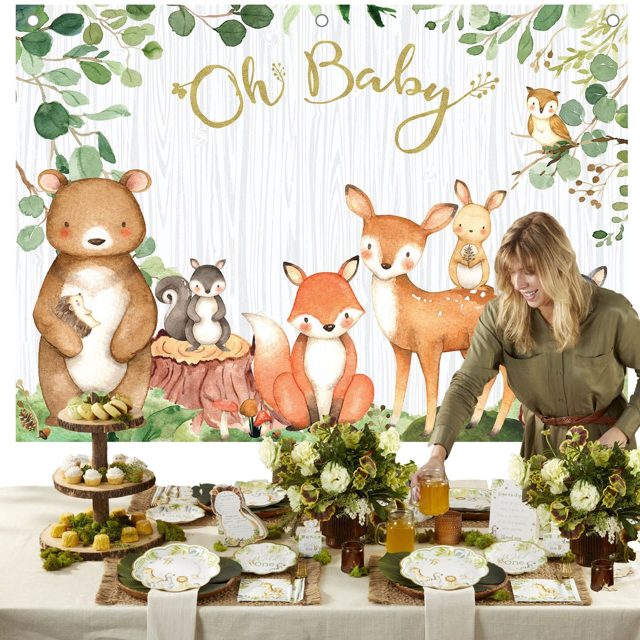 Woodland Baby Shower Photo Backdrop Main Image, Kate Aspen | Photo Backdrops