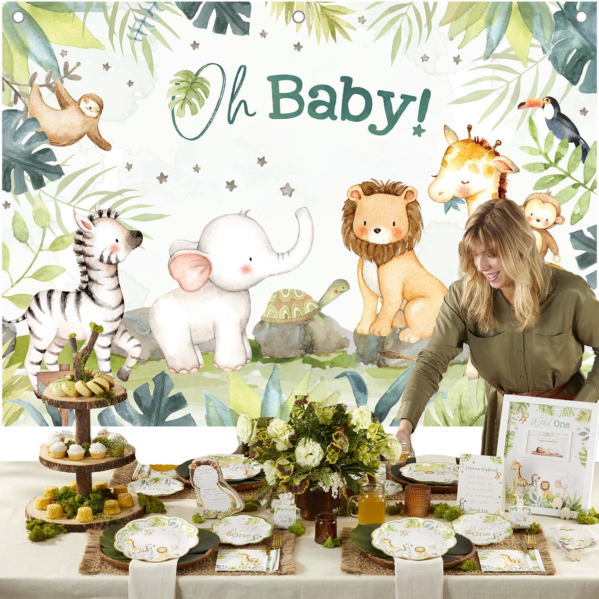 Safari Baby Shower Photo Backdrop – Kate Aspen - Main Image