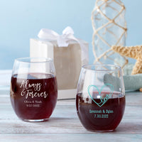 Thumbnail for Personalized 9 oz. Stemless Wine Glass - Wedding Alternate Image 5, Kate Aspen | Wine Glass