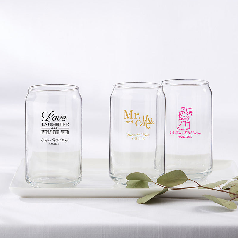 Personalized 16 oz. Can Glass - Wedding Main Image, Kate Aspen | Can Glass