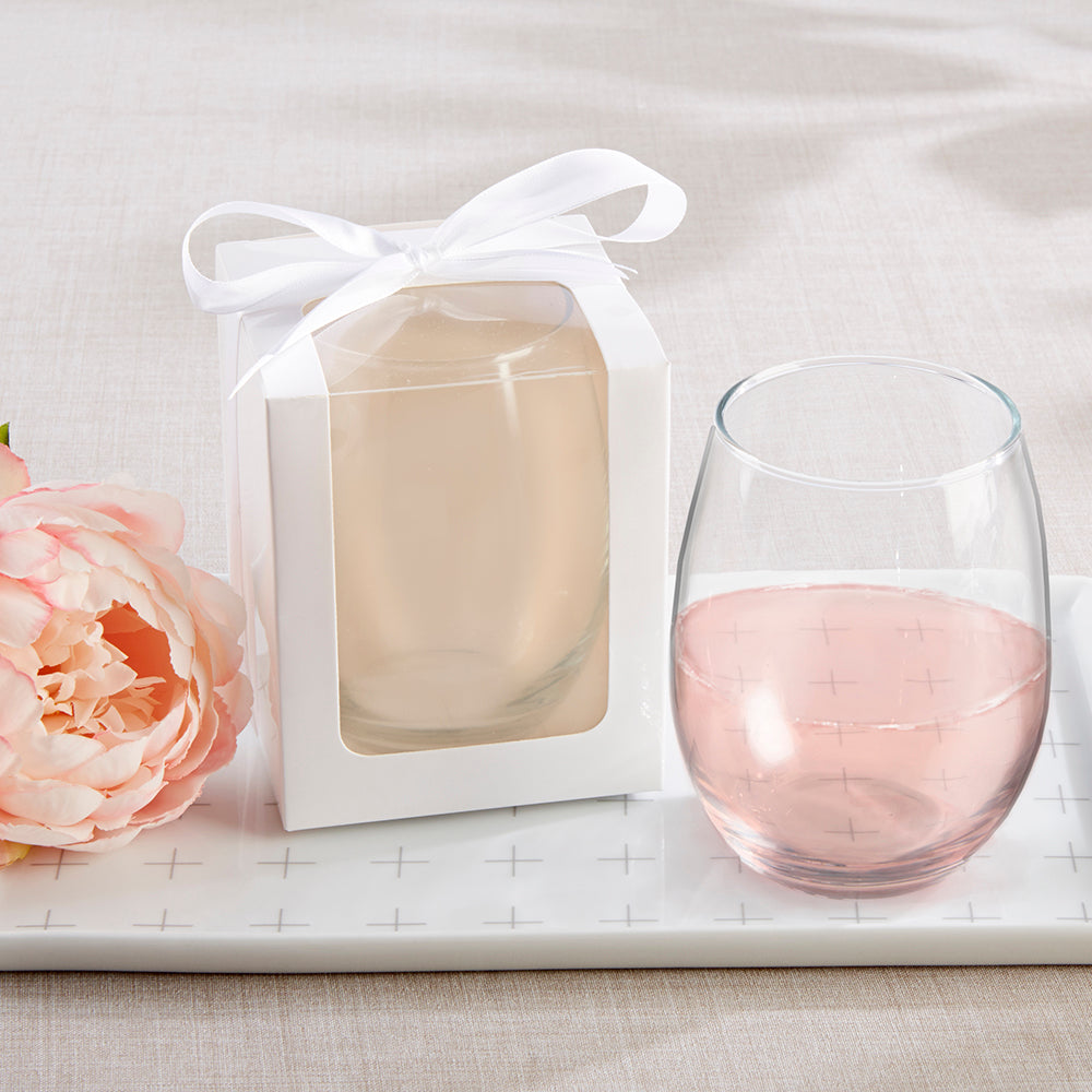 White 9 oz. Glassware Gift Box with Ribbon (Set of 20) Main Image, Kate Aspen | Glassware Gift Box