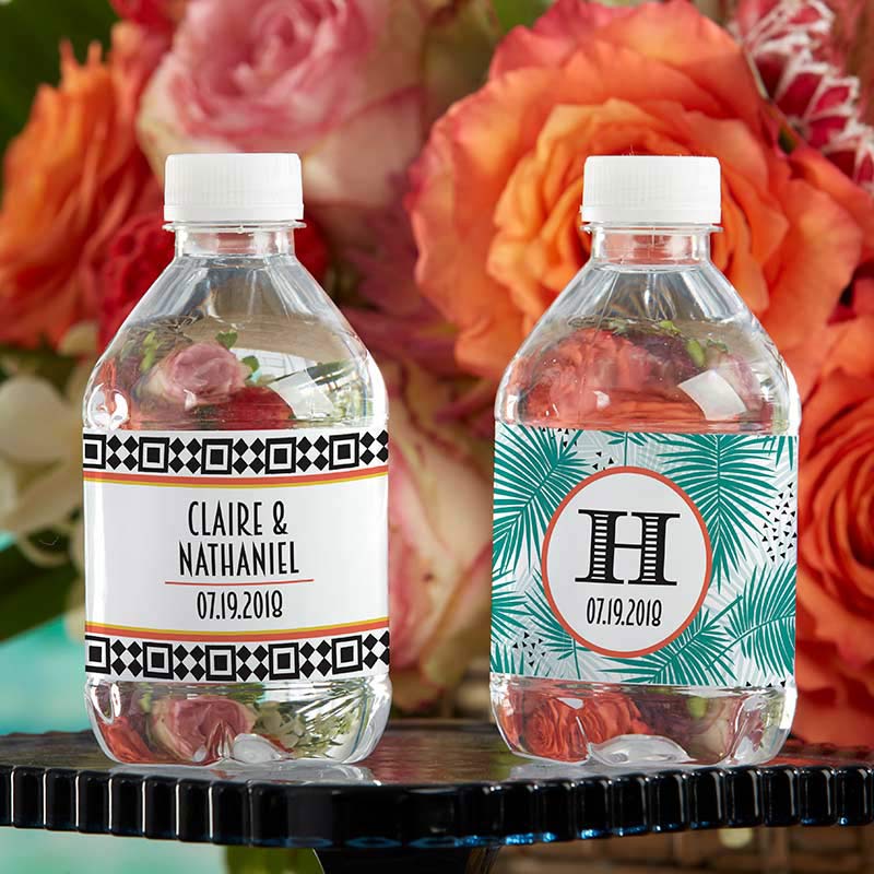 Personalized Water Bottle Labels - Tropical Chic Main Image, Kate Aspen | Water Bottle Labels