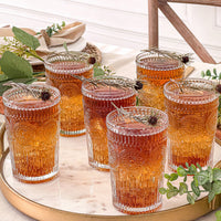 Thumbnail for 13 oz. Vintage Textured Clear Glass (Set of 6) Alternate Image 2, Kate Aspen | Drinking Glasses