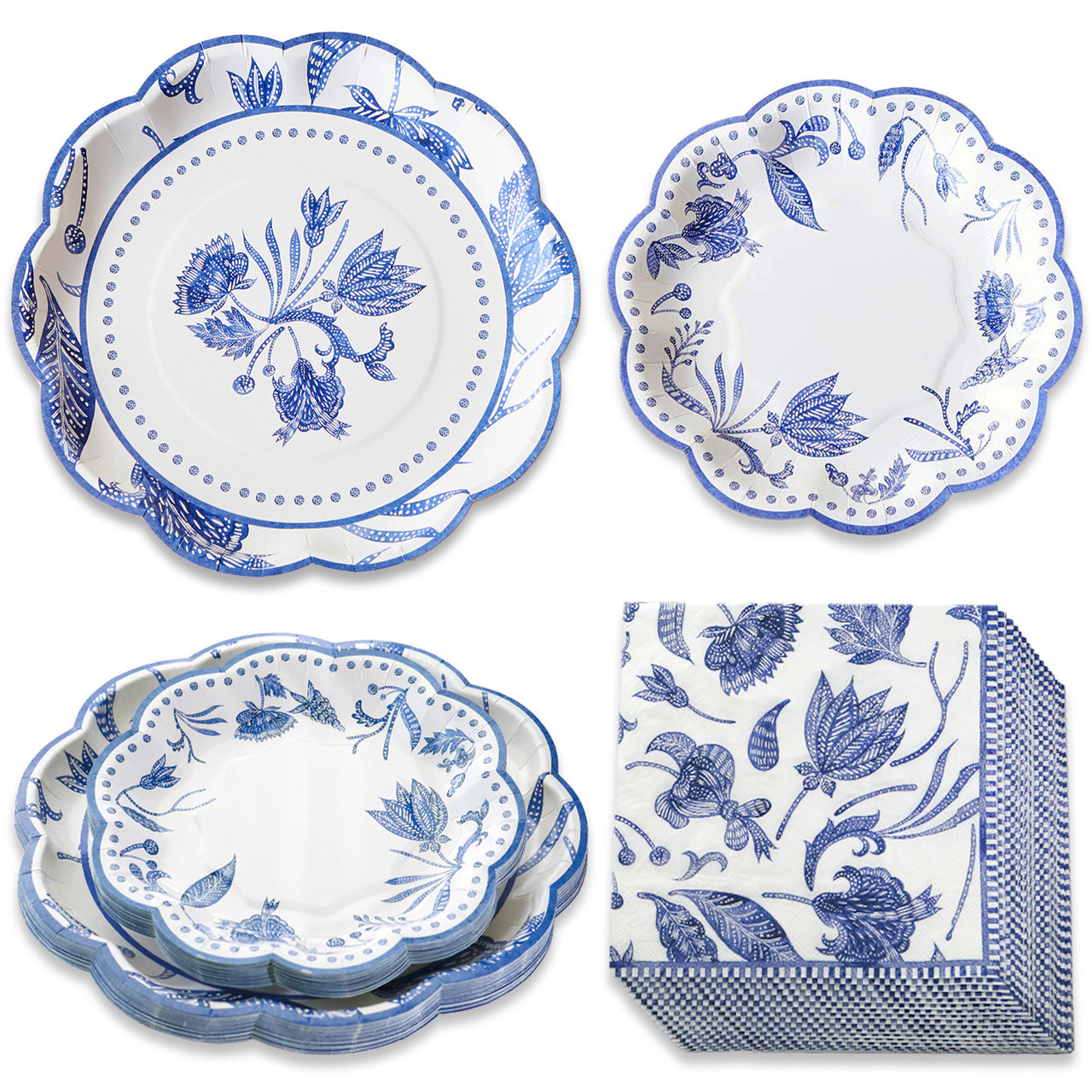 Blue Willow 62 Piece Party Tableware Set (16 guests)