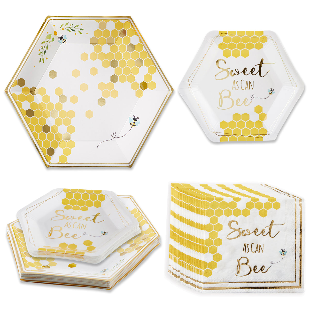 Sweet as can Bee 62 piece Tableware Set (16 guests) Alternate Image 1 Kate Aspen | Paper Plate