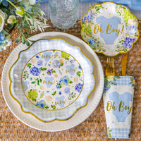 Thumbnail for Baby Shower Onesie Floral Tableware Set - Blue