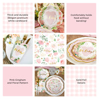 Thumbnail for Baby Shower Onesie Tableware Set - Pink Floral