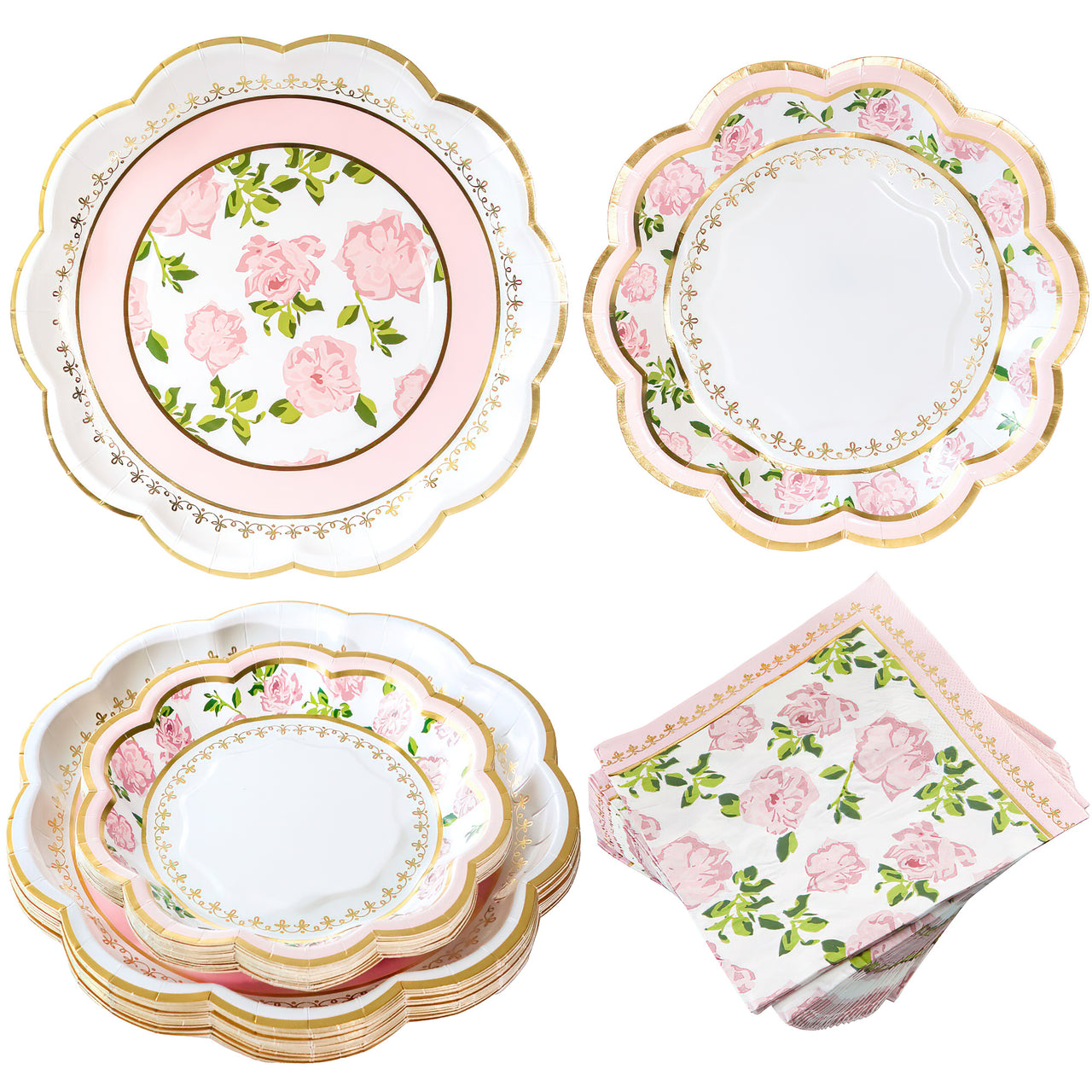 Pink Floral Tea Party 62 piece Tableware Set (16 guests) | 00263NA-KIT