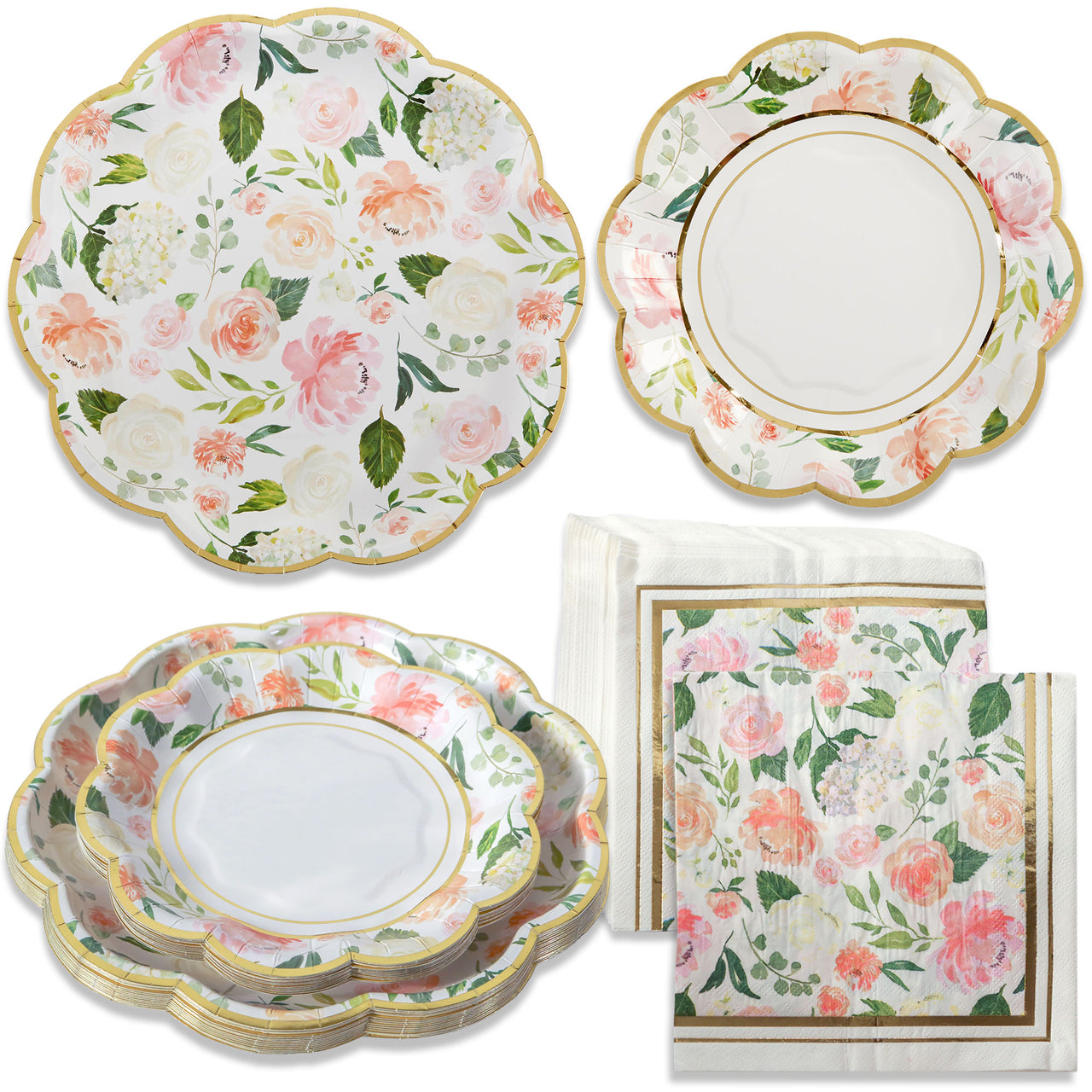 Pink Floral Brunch 62 piece Tableware Set (16 guests) | 00264NA-KIT