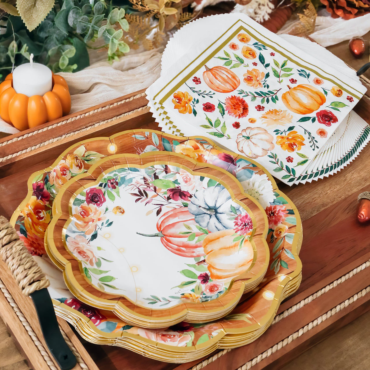 Thanksgiving Dinnerware Friendsgiving Plates 160PCS Thanksgiving