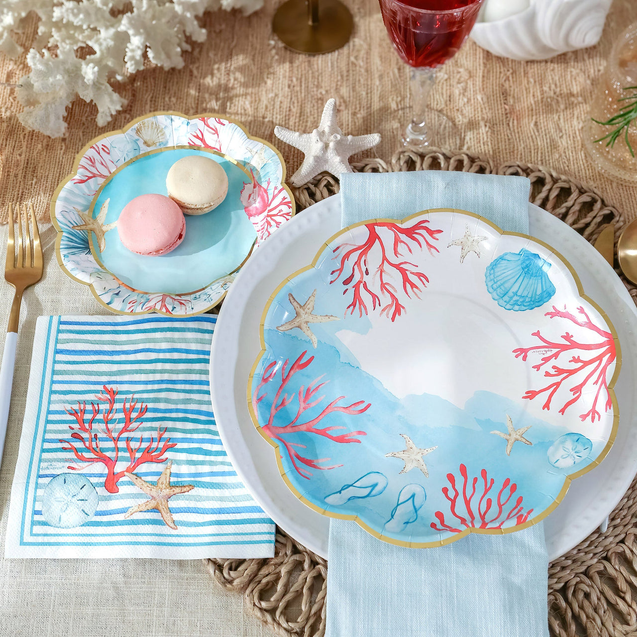 Beach Party Tableware Set - 7” Plate (set of 16), 9” Plate (set of 16), and Napkin (set of 30) Alternate Image 2 Kate Aspen | Tableware