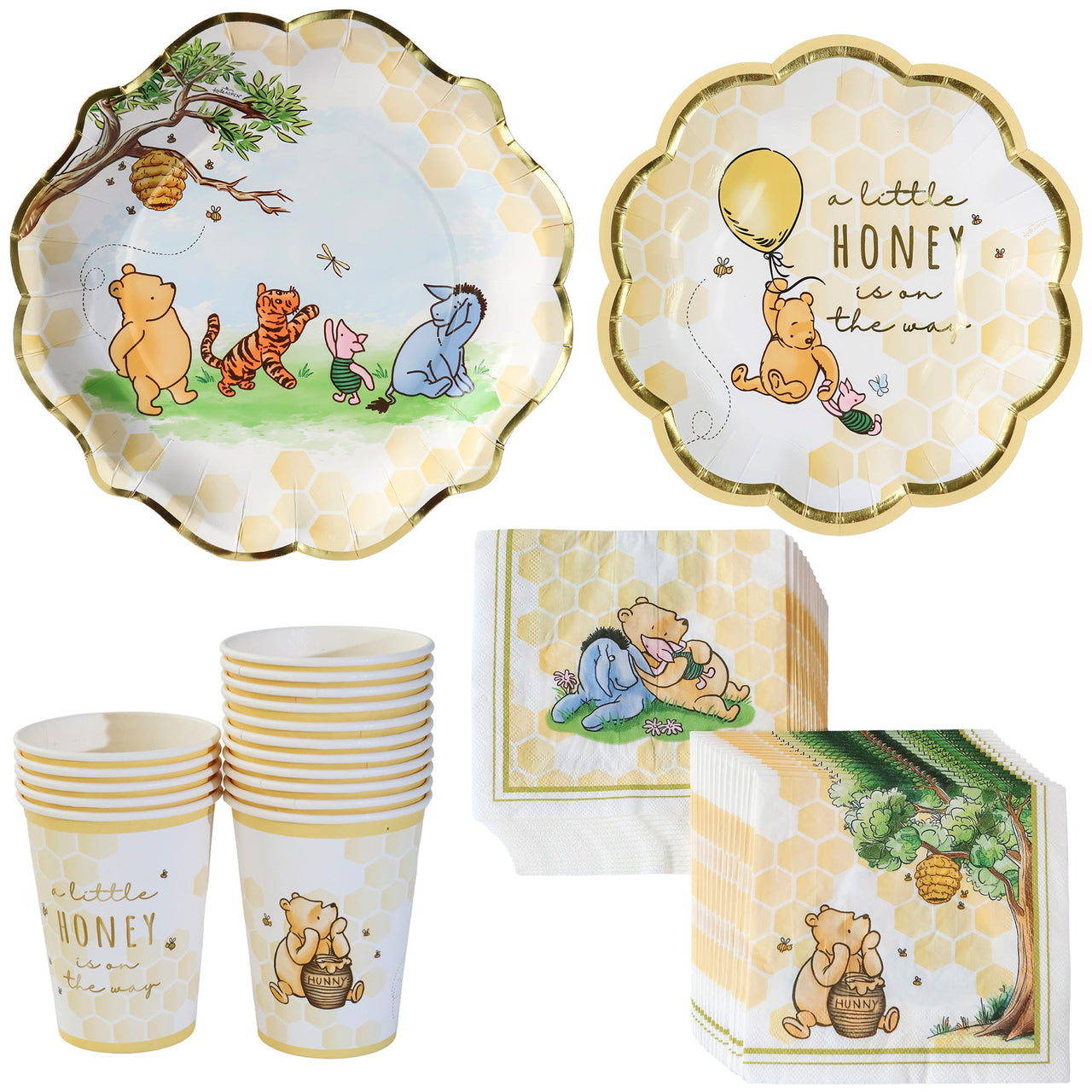 Honey Bear 78 Piece Party Tableware Set - (16 Guests) Main Image, Kate Aspen | Tableware
