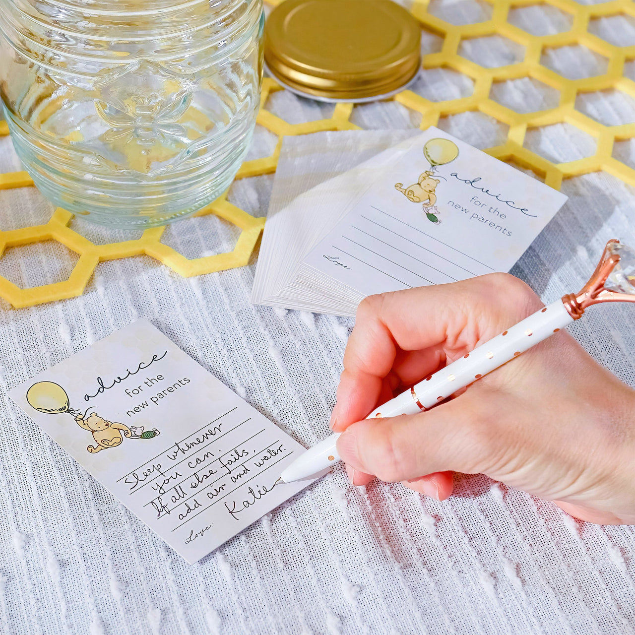 Honey Bear Baby Shower Activity Parenting Tip Jar Advice Cards Set Alternate Image 3 Kate Aspen | Games and Advice Cards