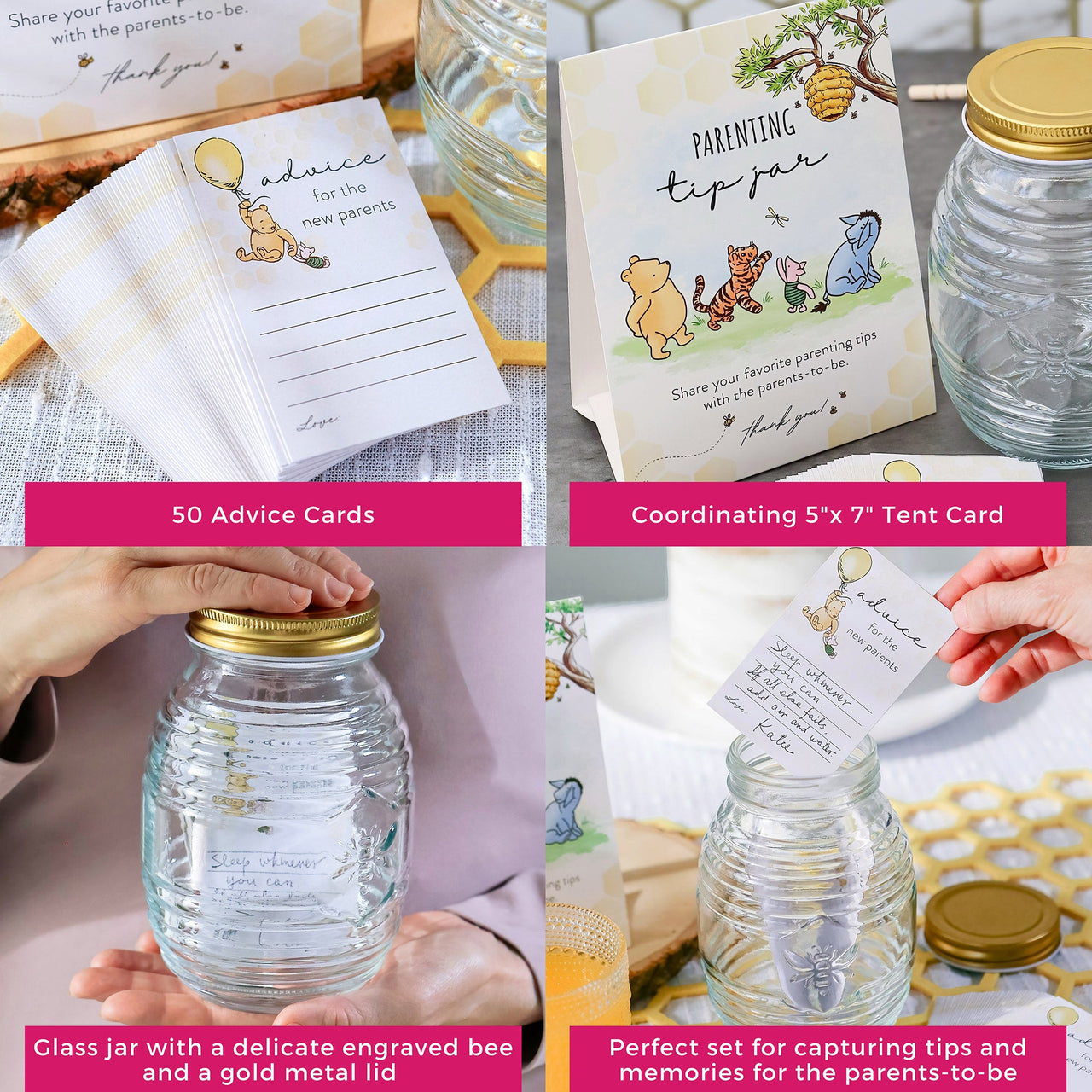 Honey Bear Baby Shower Activity Parenting Tip Jar Advice Cards Set Alternate Image 5 Kate Aspen | Games and Advice Cards