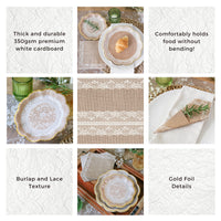 Burlap and Lace 62 pcs Tableware Set - Alternate Image 5