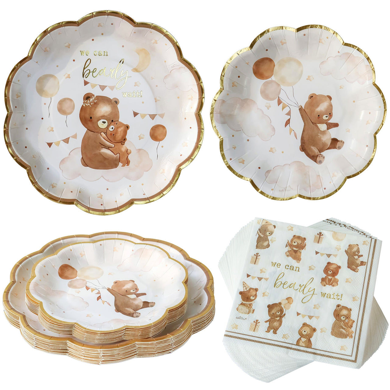 62 pcs We Can Bearly Wait Tableware Set Main Image, Kate Aspen | Tableware