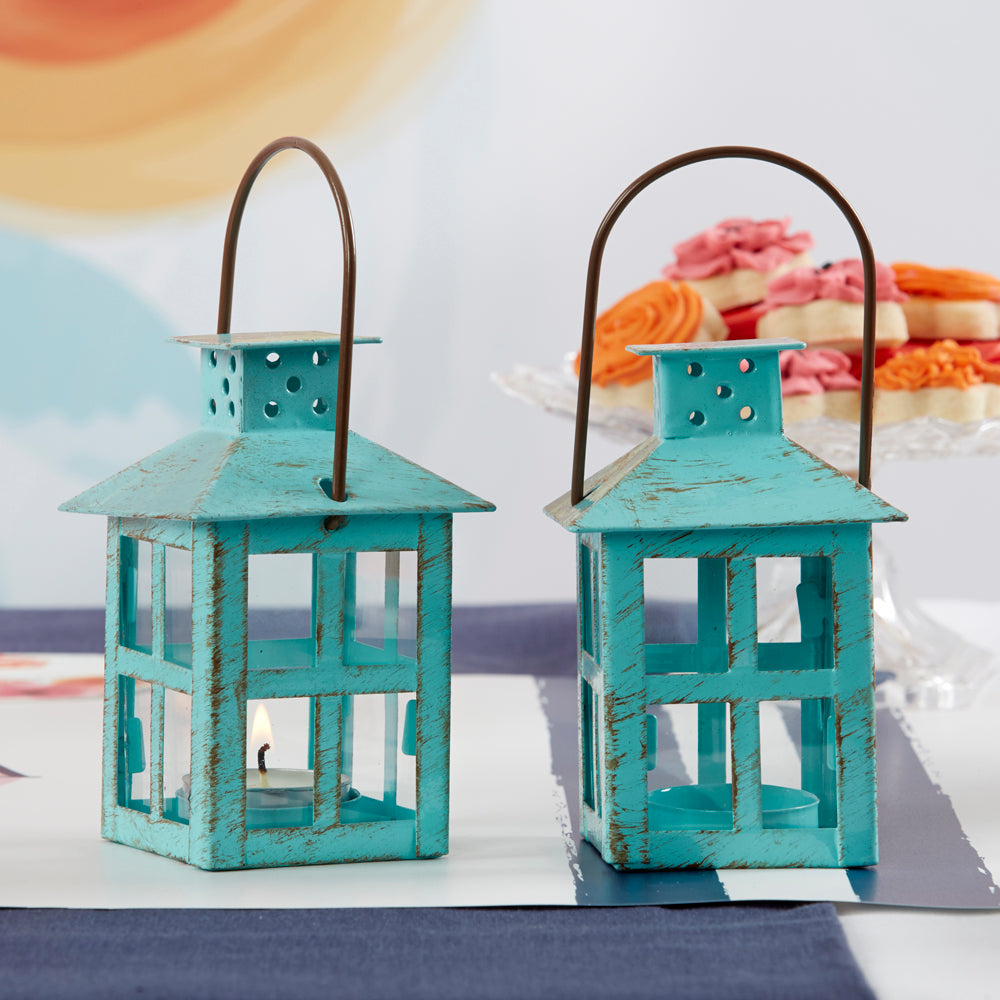 Vintage Blue Distressed Lanterns (Set of 2) - Medium Alternate Image 1 Kate Aspen | Lanterns