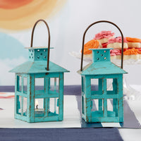 Thumbnail for Vintage Blue Distressed Lanterns (Set of 2) - Medium Alternate Image 1 Kate Aspen | Lanterns