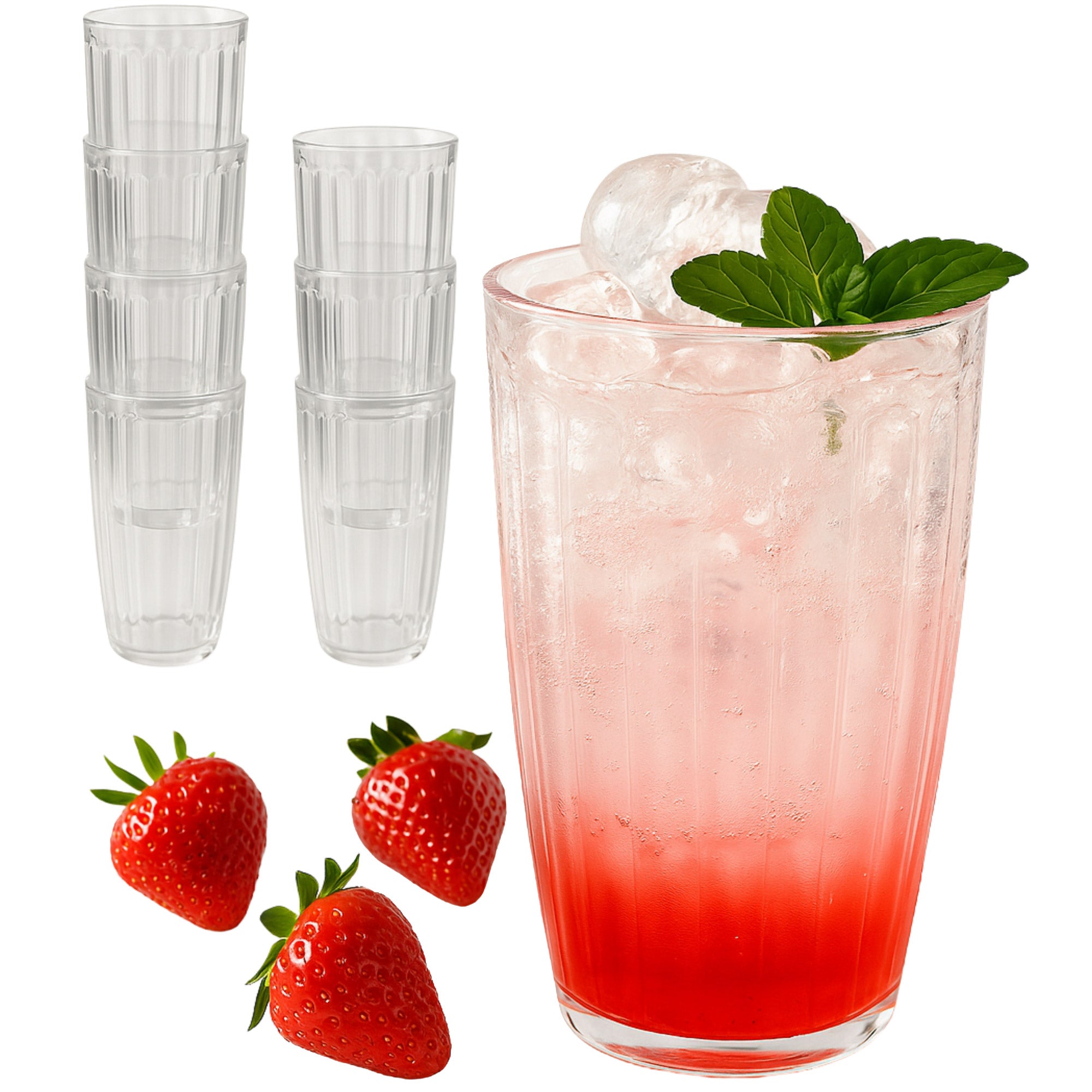 21 oz Ribbed Acrylic Clear Cups, Set of 8 – Kate Aspen